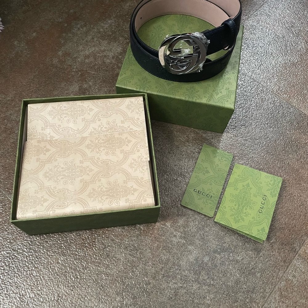 gucci signature belt navy blue (dark) size 90/36